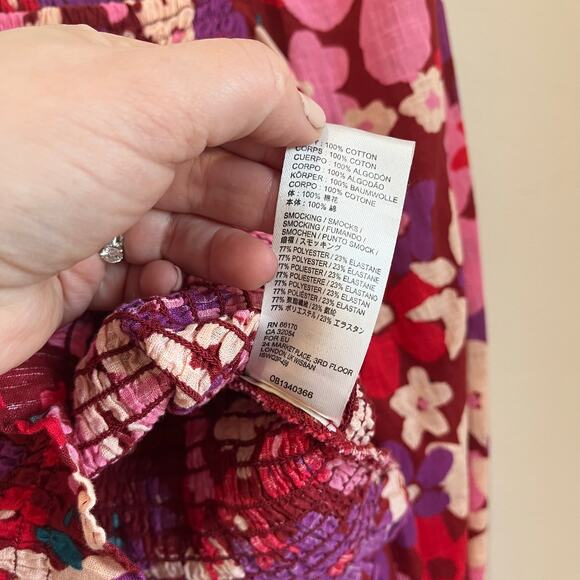 NWT FREE PEOPLE Ariana Floral Cottagecore Printed Top long sleeves cuffed Sz XS - Picture 7 of 12